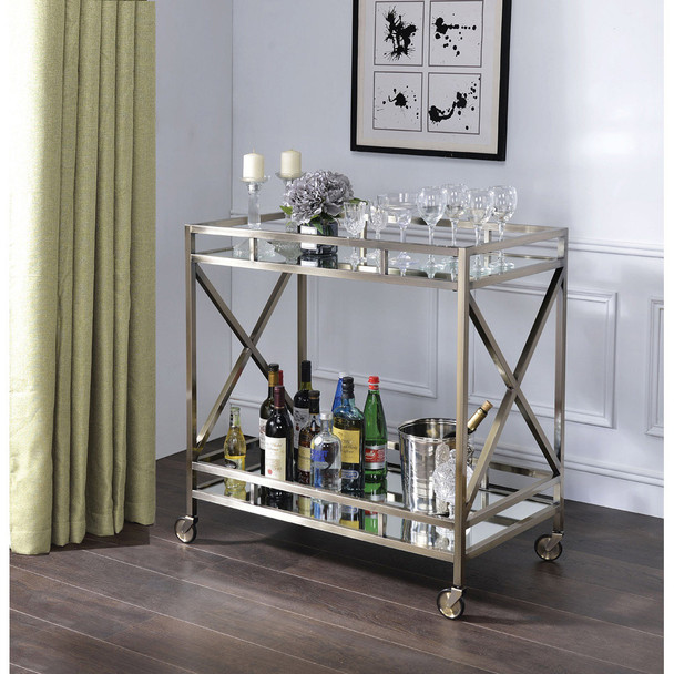 ACME 98352 Kristensen Serving Cart, Antique Gold & Mirror