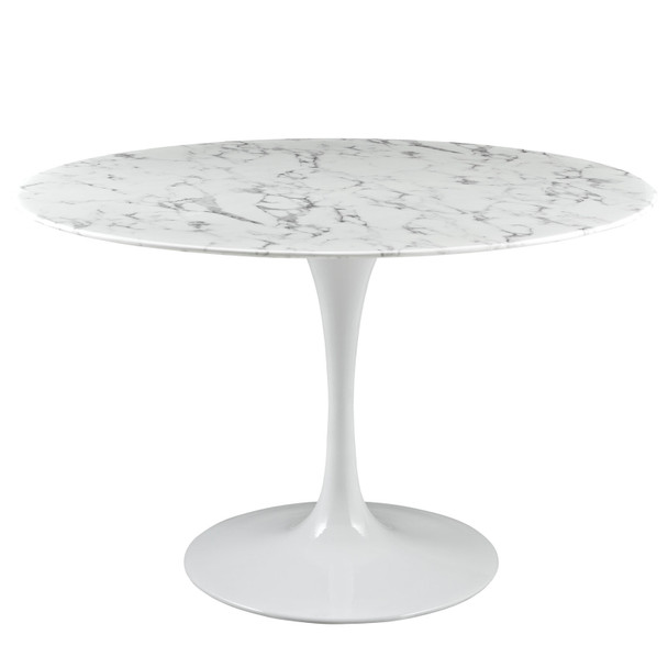 Modway Lippa 47" Round Artificial Marble Dining Table EEI-1131-WHI