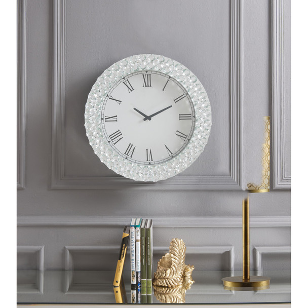 ACME 97043 Lantana Wall Clock, Mirrored & Faux Crystals