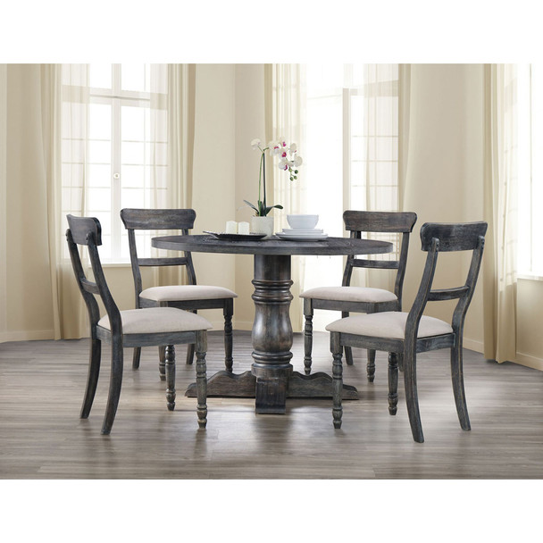 ACME Leventis Dining Table w/Pedestal, Weathered Gray (1Set/2Ctn)