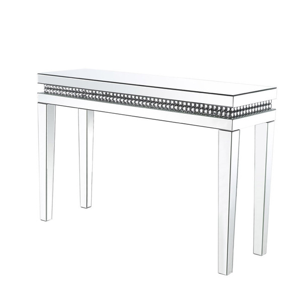 ACME 88053 Lotus Sofa Table, Mirrored & Faux Crystals Inlay