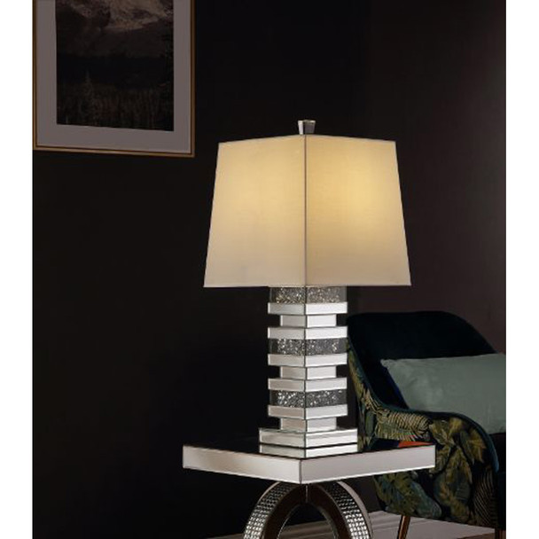 ACME Noralie Table Lamp, Mirrored & Faux Diamonds