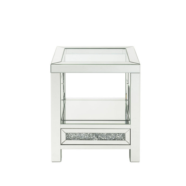 ACME Noralie End Table, Mirrored & Faux Diamonds