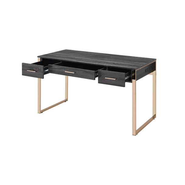 ACME 92715 Perle Writing Desk, Champagne Gold & Black Finish