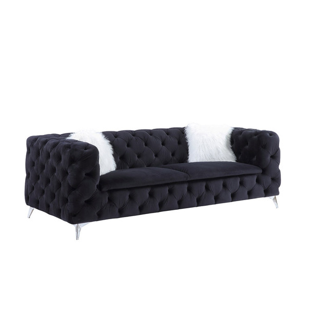 ACME Phifina Sofa w/2 Pillows, Black Velvet