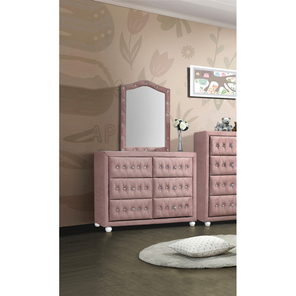 ACME 30824 Reggie Mirror, Pink Fabric