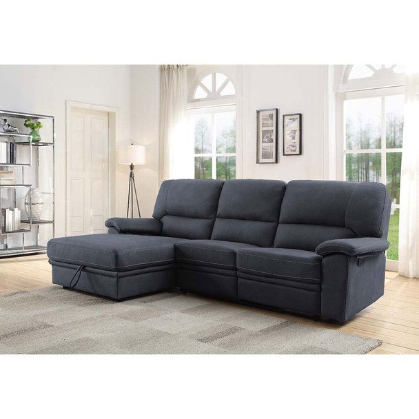 ACME 51605 Trifora Reclining Storage Sectional Sofa, Dark Gray Fabric