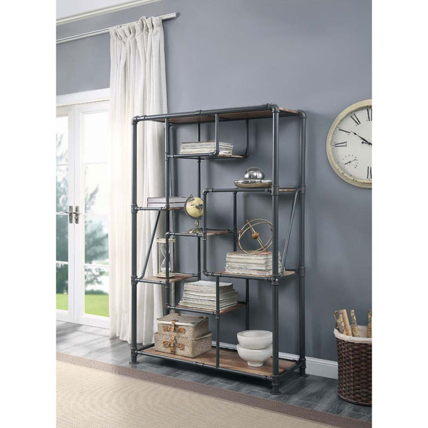 ACME 35887 Brantley Book Shelf, Antique Oak & Sandy Gray Finish