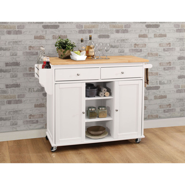 ACME 98305 Tullarick Kitchen Cart, Natural & White