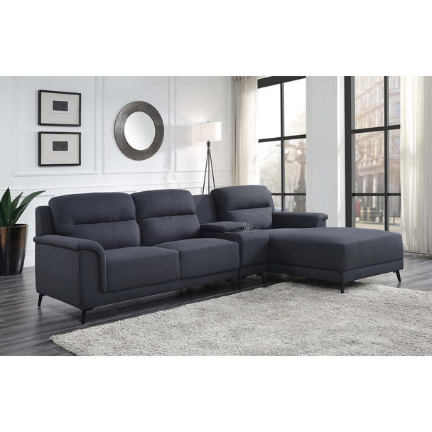 ACME 51900 Walcher Storage Sectional Sofa, Gray Linen