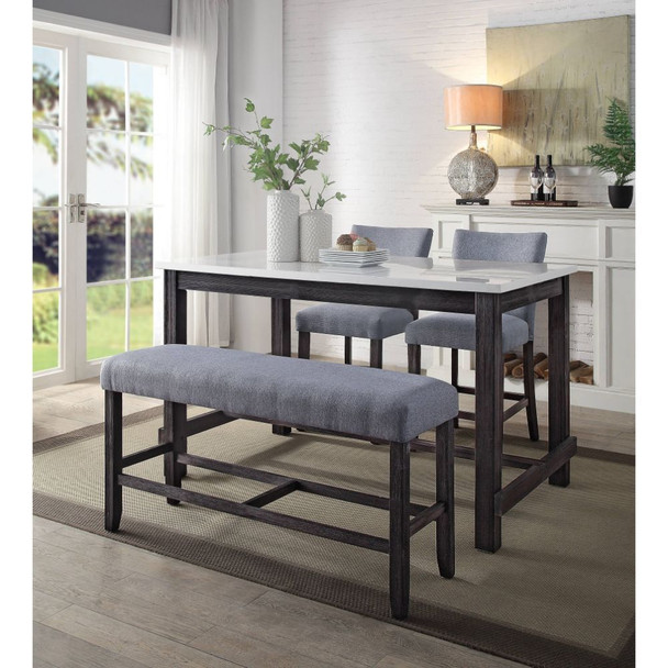 ACME 72940 Yelena Counter Height Table, Marble & Weathered Espresso