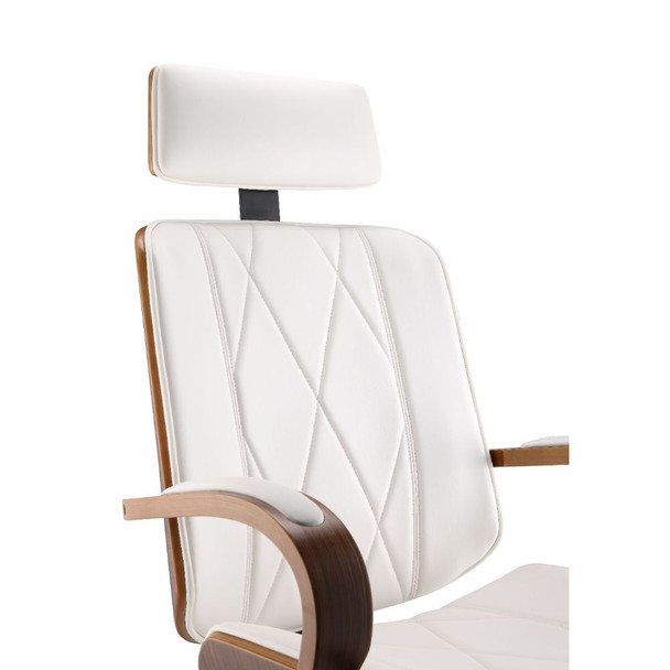 ACME 92513 Yoselin Office Chair, White PU & Walnut