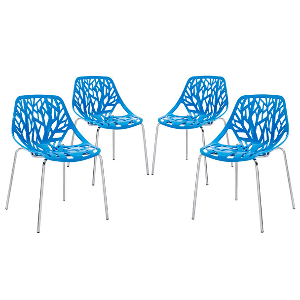 Modway Stencil Dining Side Chair Set of 4 EEI-1318-BLU