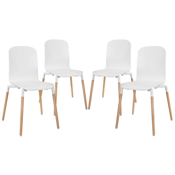 Modway Stack Dining Chairs Wood Set of 4 EEI-1373-WHI