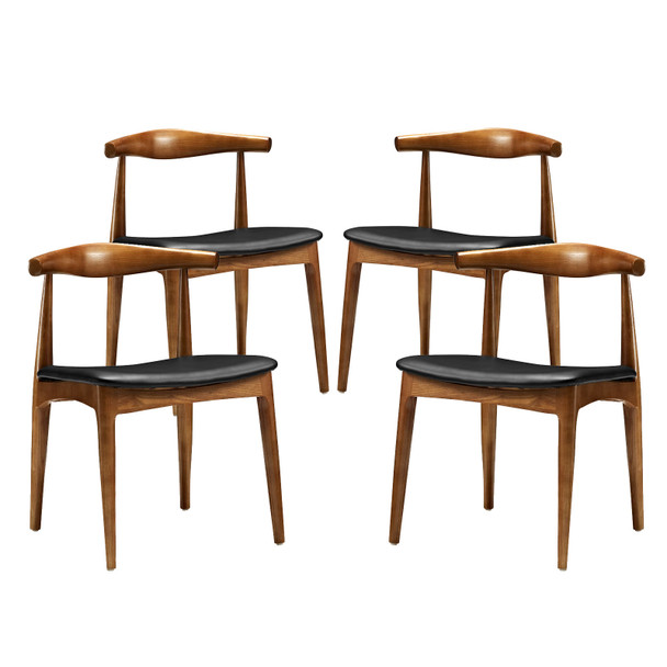 Modway Tracy Dining Chairs Wood Set of 4 EEI-1682-BLK Black