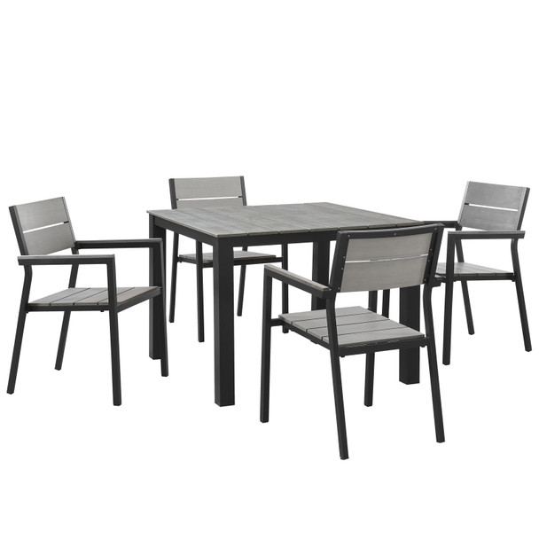 Modway Maine 5 Piece Outdoor Patio Dining Set EEI-1745-BRN-GRY-SET Brown Gray