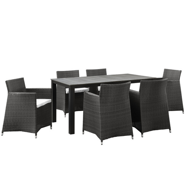 Modway Junction 7 Piece Outdoor Patio Dining Set EEI-1748-BRN-WHI-SET Brown White