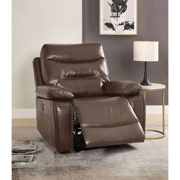 ACME Aashi Recliner (Power Motion), Brown Leather-Gel Match