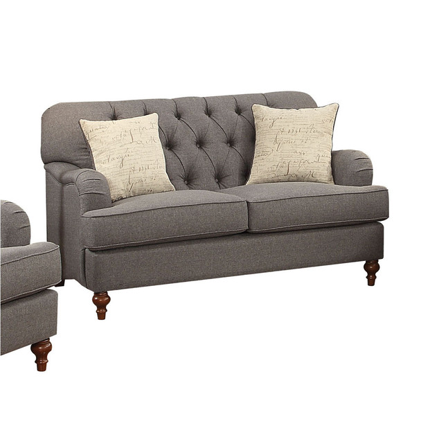 ACME Alianza Loveseat w/2 Pillows, Dark Gray Fabric