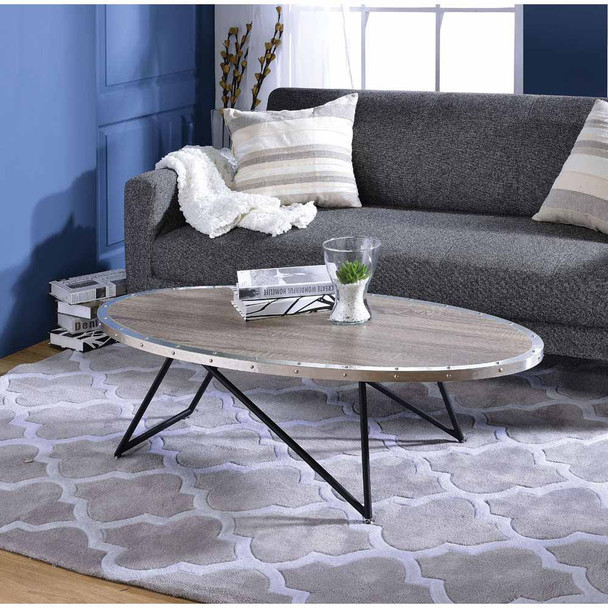 ACME 81730 Allis Coffee Table, Weathered Gray Oak