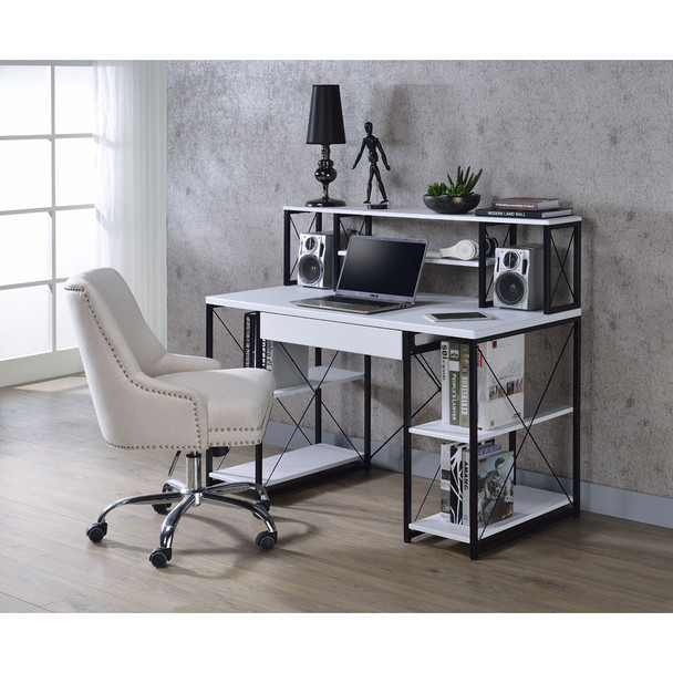 ACME 92879 Amiel Music Recording Studio Desk, White & Black