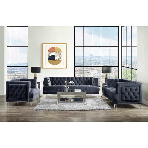 ACME 56460 Ansario Sofa, Charcoal Velvet