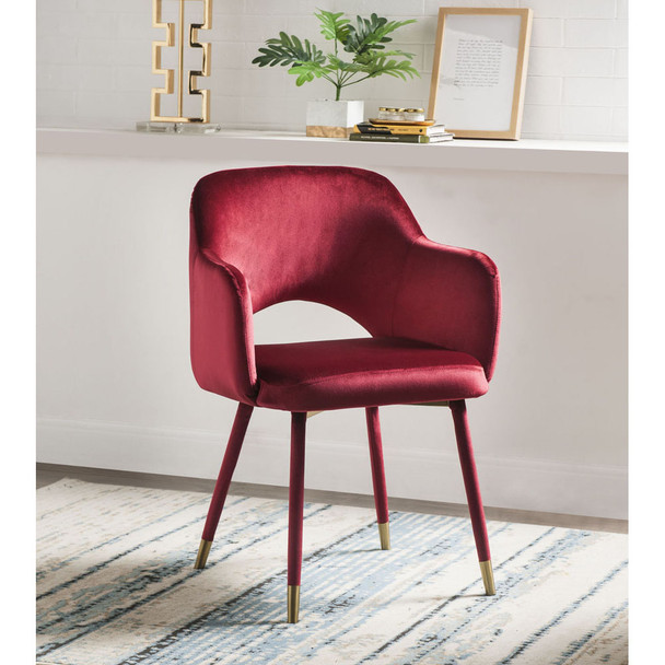 ACME 59850 Applewood Accent Chair, Bordeaux-Red Velvet & Gold