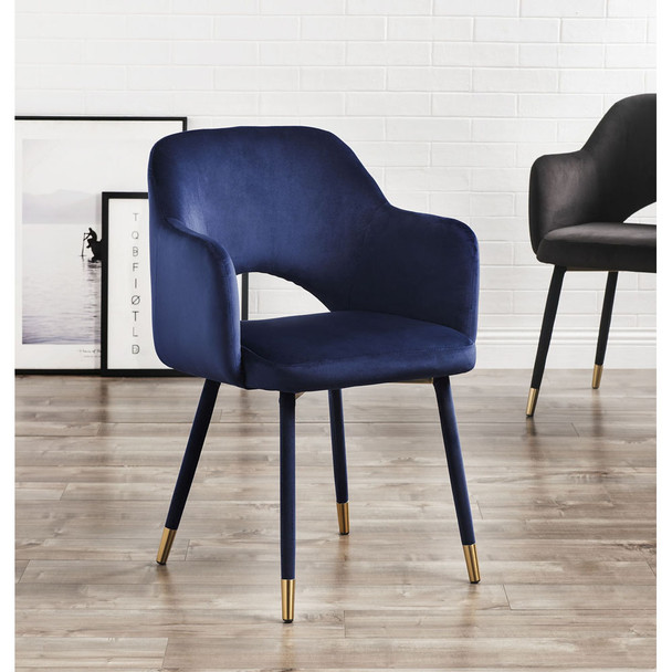 ACME 59852 Applewood Accent Chair, Ocean Blue Velvet & Gold