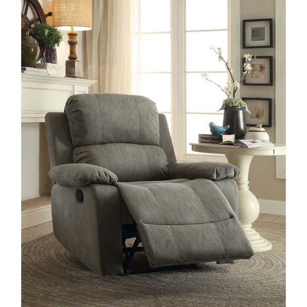 ACME 59528 Bina Recliner, Gray Polished Microfiber