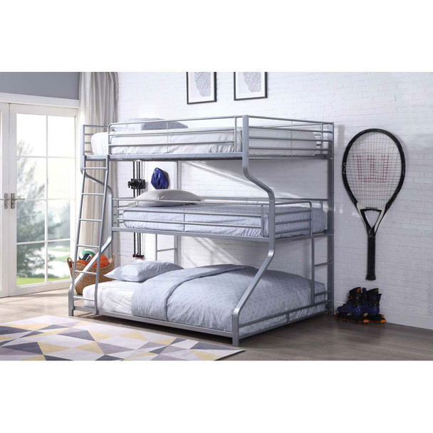 ACME 37790 Caius Ii Three Layer F/T/Q Bunk Bed, Silver