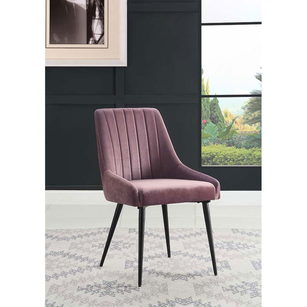 ACME 74012 Caspian Side Chair, Pink Fabric & Black Finish