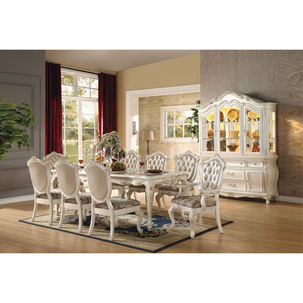 ACME Chantelle Dining Table, Marble & Pearl White