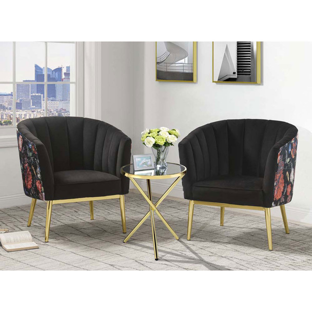 ACME 59817 Colla Accent Chair, Gray Velvet & Gold