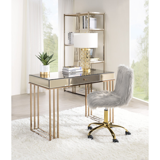 ACME 92981 Critter Writing Desk, Smoky Mirrored and Champagne Finish