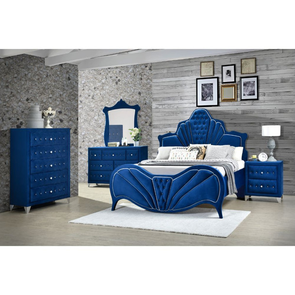 ACME Dante Queen Bed, Blue Velvet