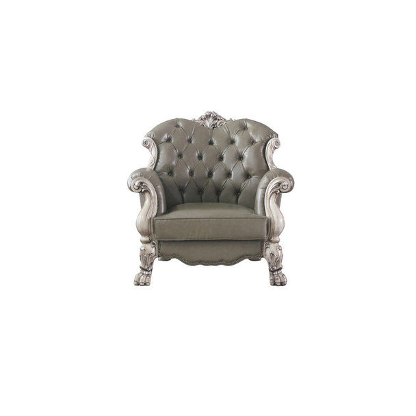 ACME Dresden Chair w/1 Pillow, Vintage Bone White & PU