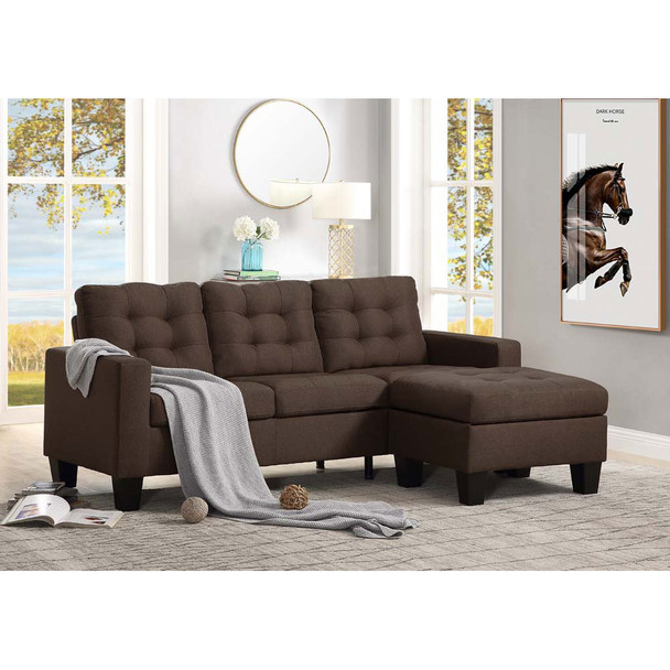 ACME 56655 Earsom Sofa and Ottoman, Brown Linen