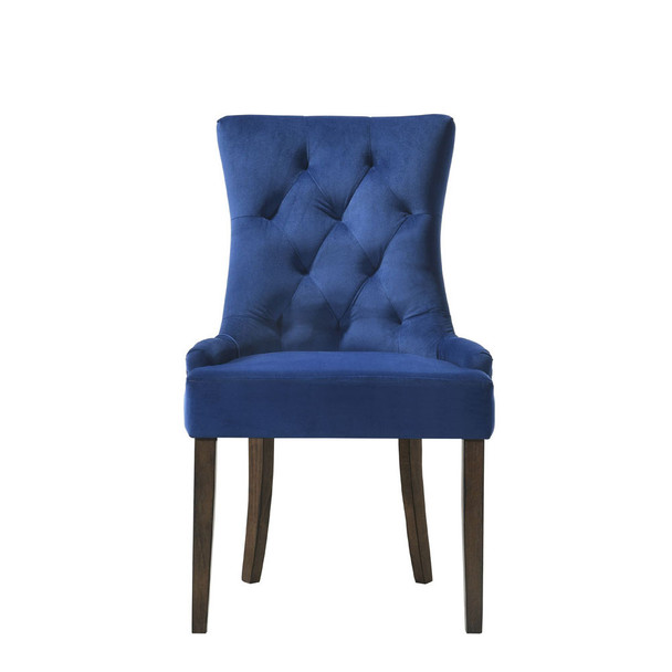 ACME Farren Side Chair, Blue Velvet & Espresso Finish