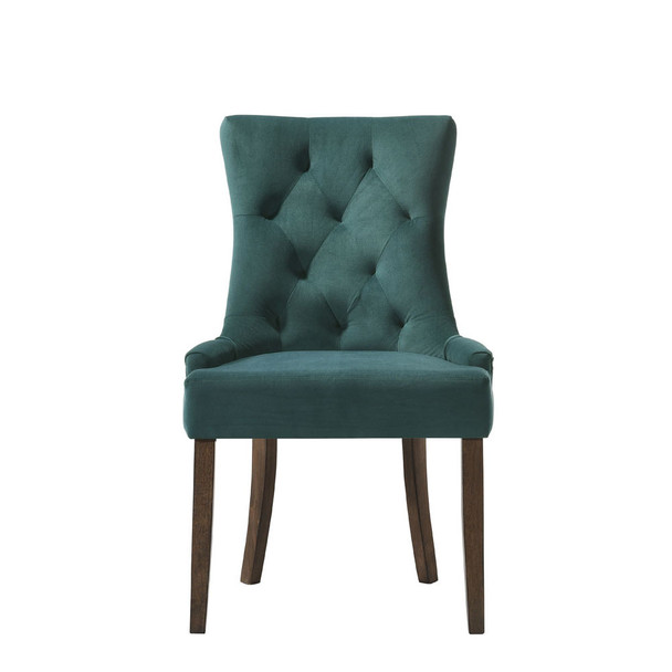 ACME Farren Side Chair, Green Velvet & Espresso Finish