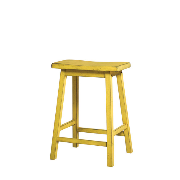 ACME 96653 Gaucho Counter Height Stool (Set-2), Antique Yellow, 24" Seat Height