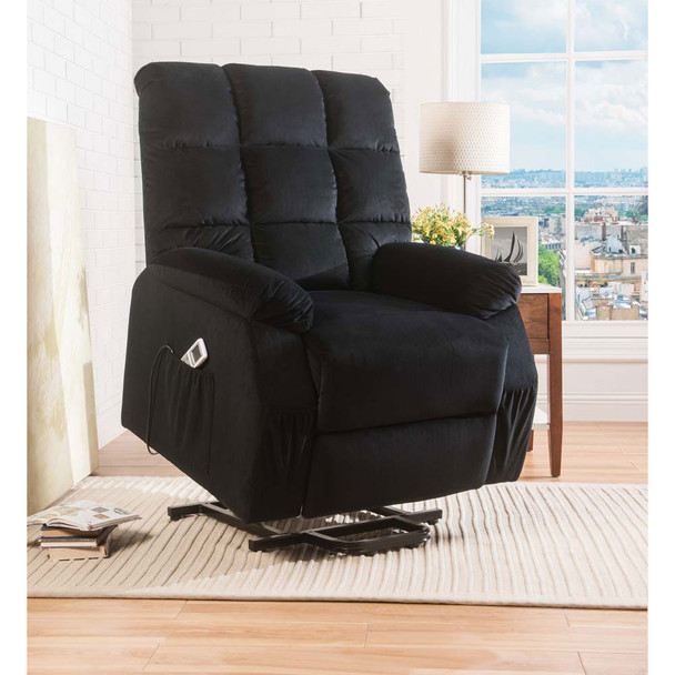 ACME 59262 Ipompea Recliner with Power Lift & Massage, Black Velvet