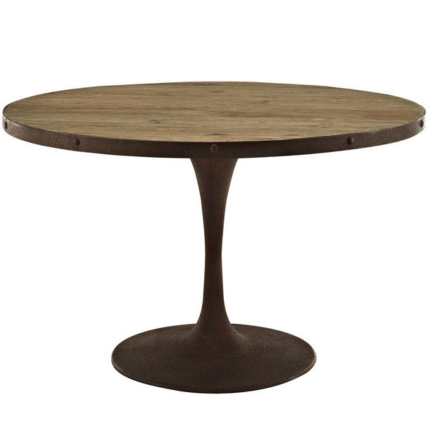 Modway Drive 48" Round Wood Top Dining Table EEI-2004-BRN-SET Brown