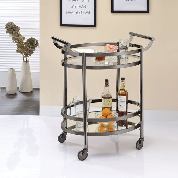 ACME 98191 Lakelyn Serving Cart, Black Nickel & Clear Glass