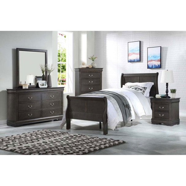 ACME 26800T Louis Philippe Twin Bed, Dark Gray (1Set/2Ctn)