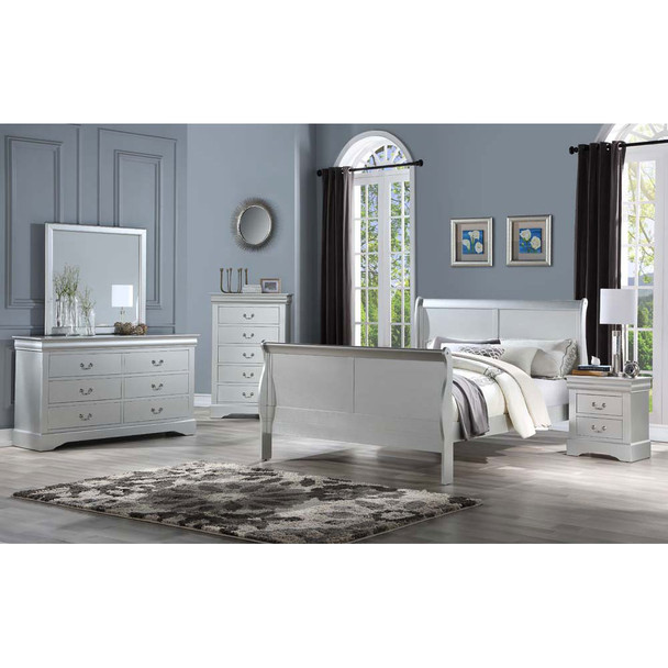 ACME 26700Q Louis Philippe III Queen Bed, Platinum (1Set/2Ctn)