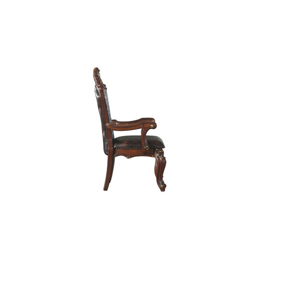 ACME 68223 Picardy Arm Chair (Set-2), Cherry Oak & PU