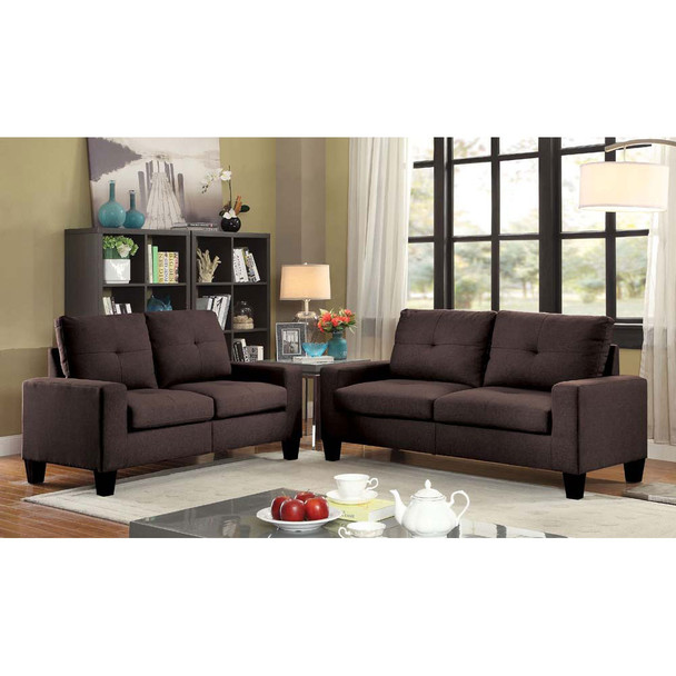 ACME 52730 Platinum II Sofa & Loveseat, Chocolate Linen (1Set/2Ctn)