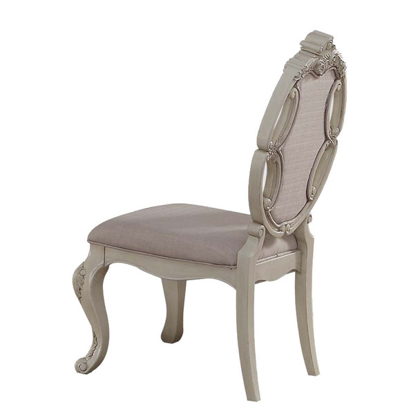 ACME Ragenardus Side Chair (Set-2), Fabric & Antique White