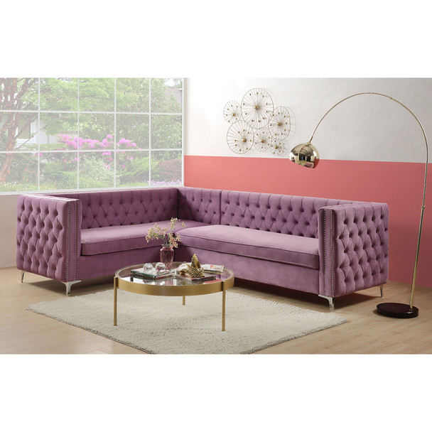 ACME 55500 Rhett Sectional Sofa, Purple Velvet