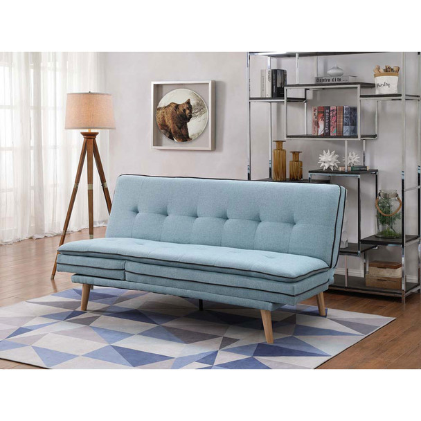 ACME 57162 Savilla Adjustable Sofa, Blue Linen & Oak Finish